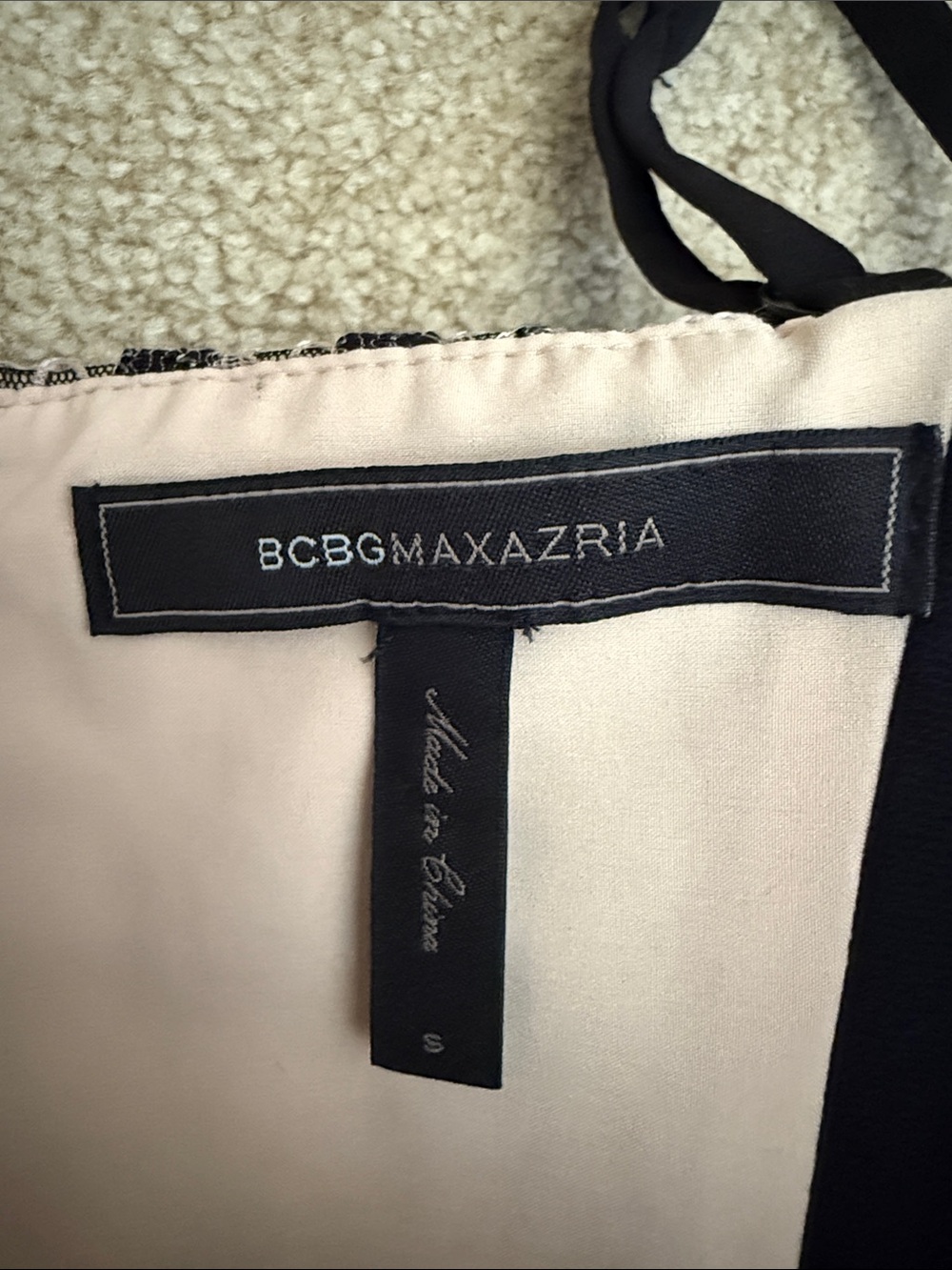 BCBGMaxAzria Black and Blush Lace-Trim Crop Top - Picture 2 of 3